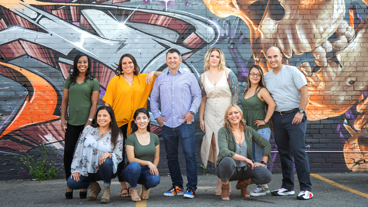 Man with three children in the orthodontist office