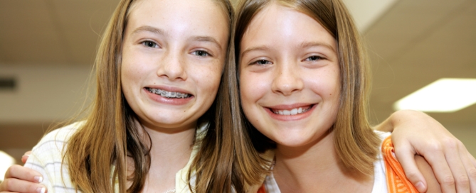 One girl with braces